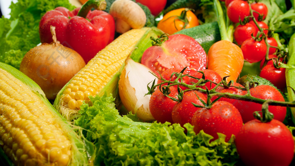 大分类的鲜切蔬菜的特写图像健康食品和无转基因产品的背景饮食营养和