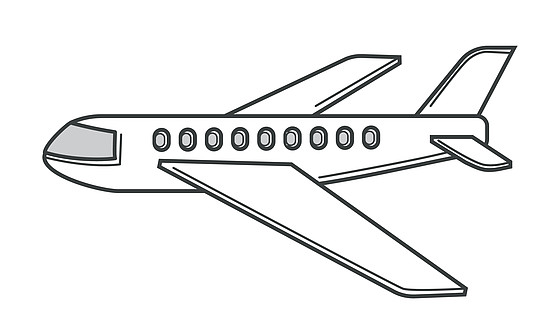 航空运输和飞机隔离图标,飞机或班轮