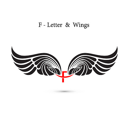 f 字母标志和天使的翅膀会标翼标志样机经典会徽