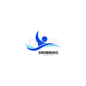 游泳标志矢量图标插画设计