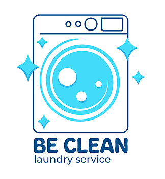 带有铭文和发光的电动洗衣机标签。洗衣服务的孤立图标。干<i>净</i>整洁。家政和卫生和纺织品护理。平面样式插图中的矢量。是干<i>净</i>的洗衣服务，洗衣机标签