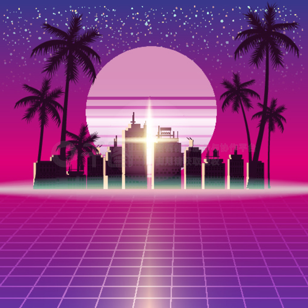 Synthwave δɾС Synthwave δ̫Ǻͷļ޺沨ƺԪؿƻ 80  90 ռ䡣ʸͼģ뱳