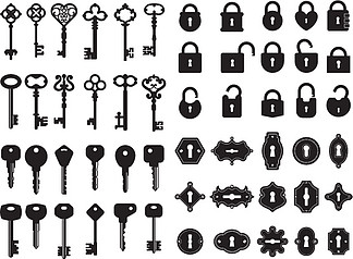 钥匙和锁的影子图形图片