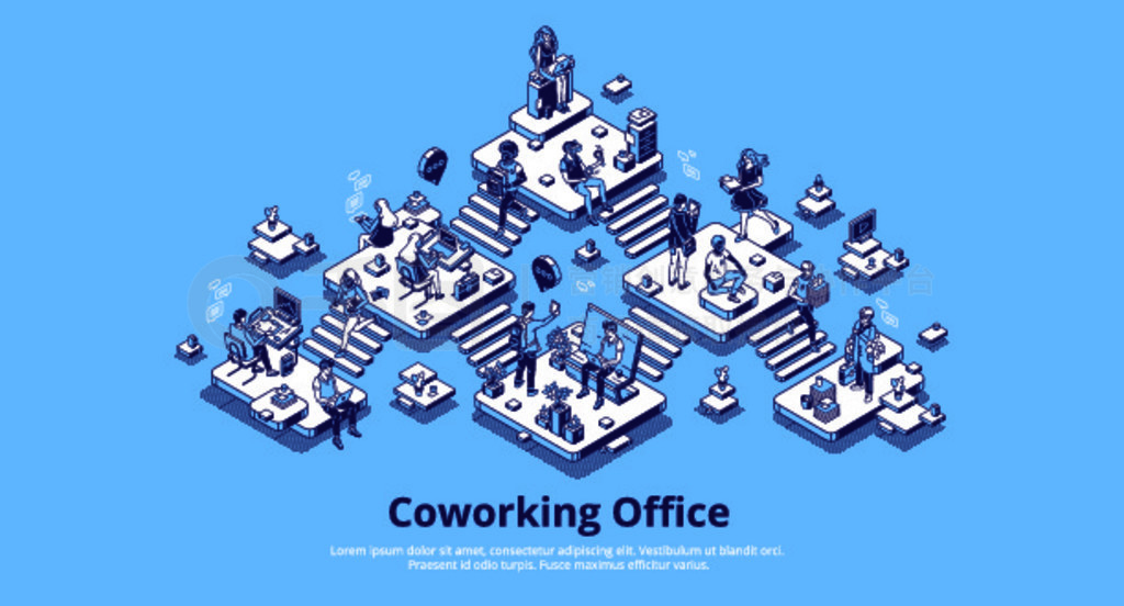 Coworking 칫ҵȾ½ҳ档ڲڵϹСߺͷɡŶӺְҵ 3d ʸͼҳ Coworking 칫ҵȾ½ҳ档