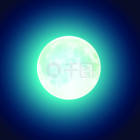 矢量满月在深蓝色的夜空背景。万圣节节日贺卡