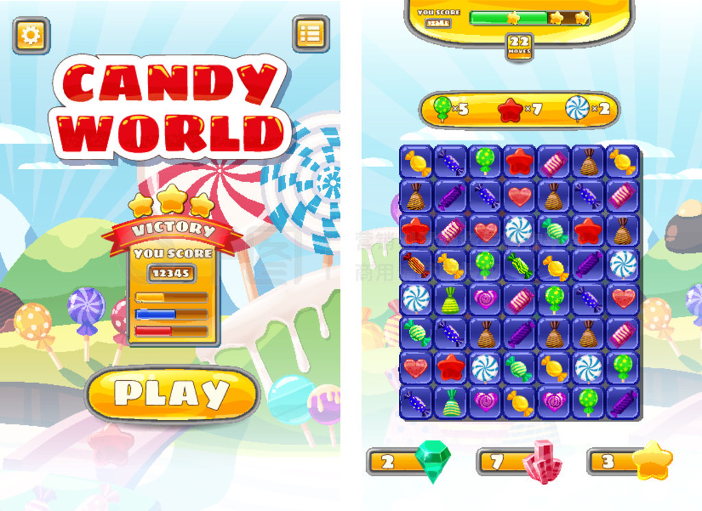 Game UI Candy World Match 3 ϷͼꡢťԪؽϷԴϷ UI ǹ 3 ϷͼꡢťԪؽϷԴͼְǺʳϷ