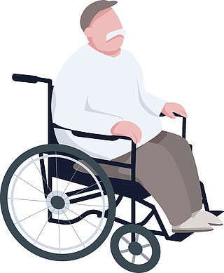 轮椅平面彩色矢量不露面人物的养老金领取者
