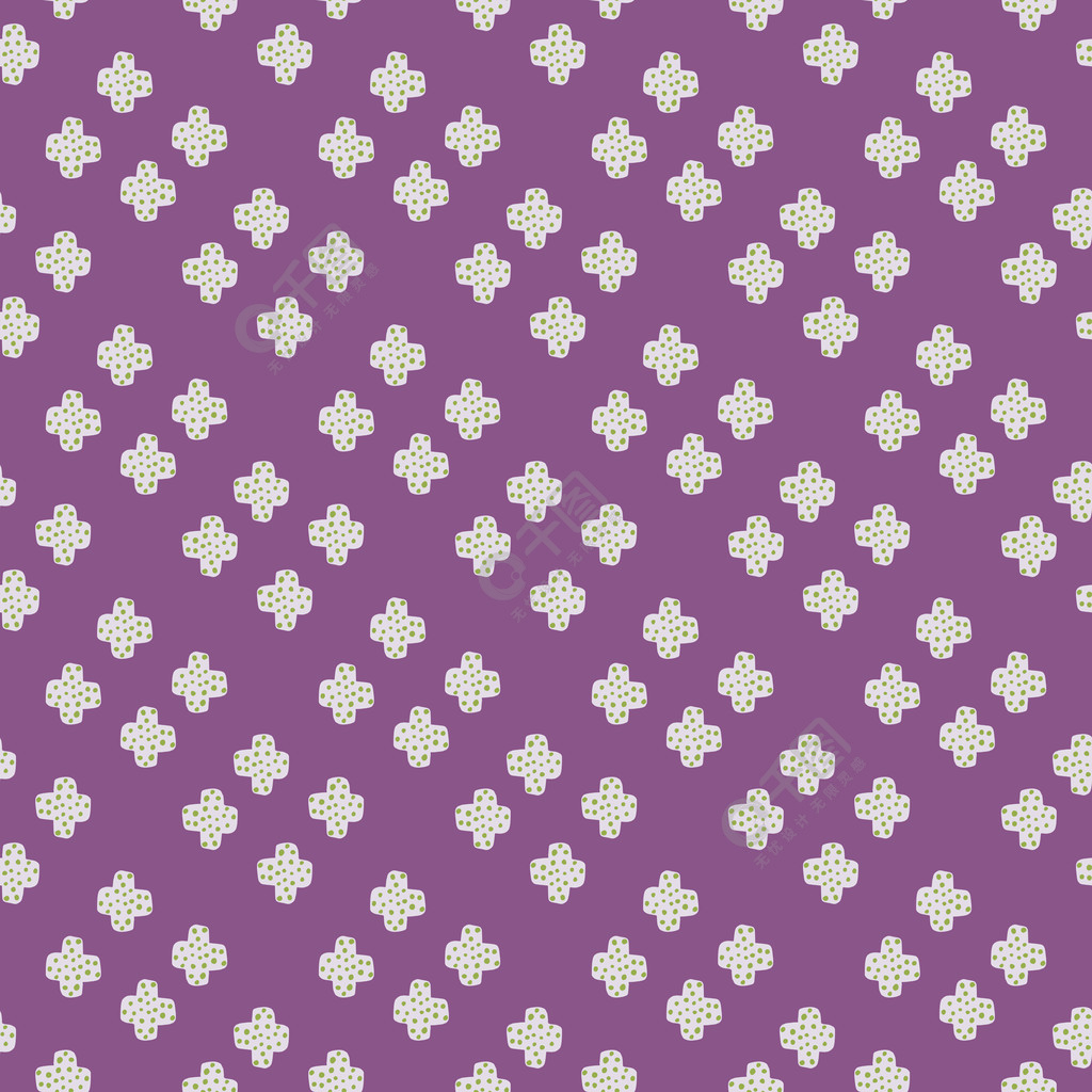 涂鸦加号壁纸在紫色背景上手绘可爱的十字无缝图案婴儿面料纺织品印花
