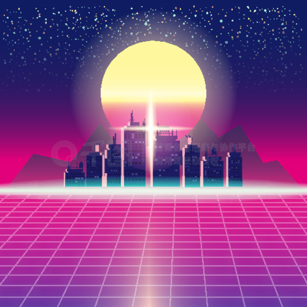 Synthwave δɾС Synthwave δС̫Ǻͷļ޺沨ƺԪؿƻ 80  90 ռ䡣ʸͼģ뱳