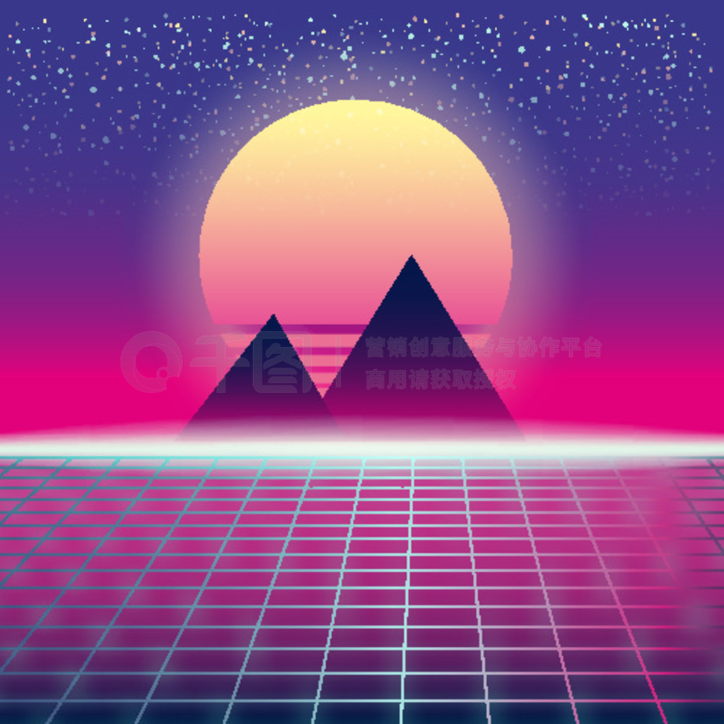 Synthwave δ̫ͷļ Synthwave δ̫ͷļ޺沨ƺԪؿƻ 80  90 ռ䡣ʸͼģ뱳