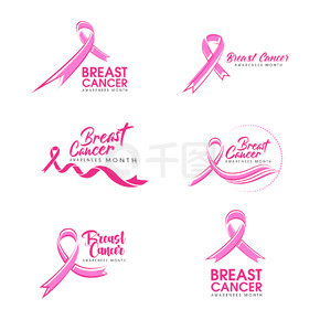 粉红丝带乳腺癌病媒插画设计