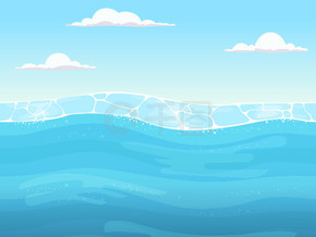 水游戏无缝。 2d 游戏设计师海洋河流或海洋的液体蓝色表面背景与波浪矢量。水海洋和海洋的插图，蓝色海洋 ui。水游戏无缝。用于 2d 游戏设计师海洋河流或海洋的液体蓝色表面背景与波浪矢量
