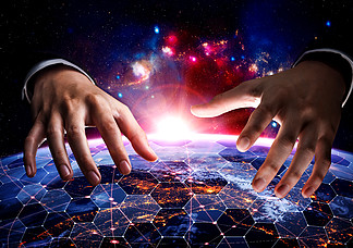 以创新感<i>知</i>链接覆盖地球的全球网络连接。国际贸易和数字投资的概念、5G 全球无线连接和物联网的未来.. 覆盖地球的全球网络连接与创新感<i>知</i>的链接