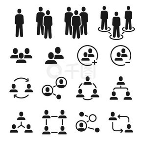 网络组图标。社会社区、业务团队结构、人员交流图标。将成员添加到员工会议向量集。插图社区通信连接，网络人。网络组图标。社会社区、业务团队结构、人员交流图标。将成员添加到员工会议符号向量集