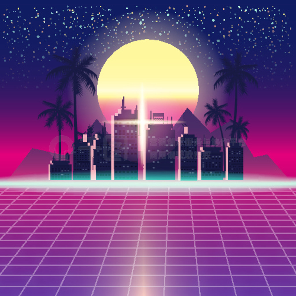 Synthwave δɾС Synthwave δ̫Ǻͷļ޺沨ƺԪؿƻ 80  90 ռ䡣ʸͼģ뱳