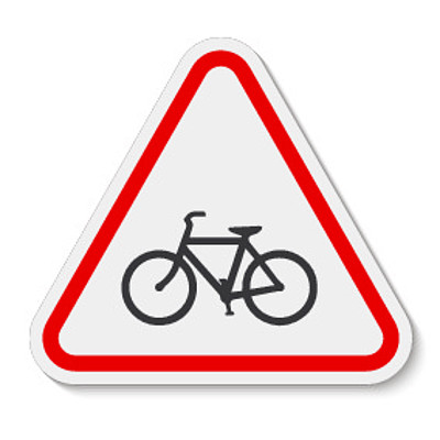 自行车交通警告标志隔离在白色背景上矢量图
