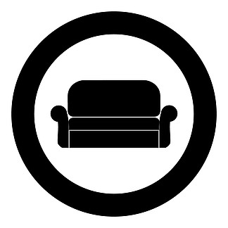 圆形或圆形矢量图中的沙发图标黑色