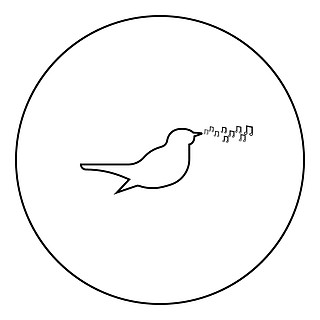 夜莺歌唱歌曲鸟音符音乐概念图标在圆形圆形轮廓黑色矢量插图平面样式