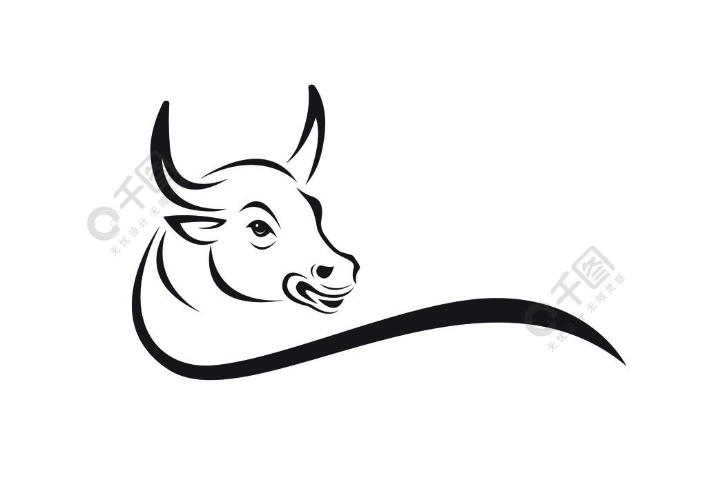 白色背景上的牛头设计矢量野生动物易于编辑的分层矢量图