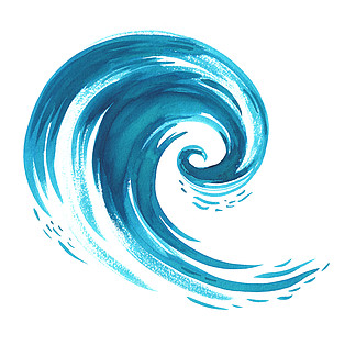 海浪。抽象水彩手绘插图，在白<i>色</i><i>背</i><i>景</i>上隔离。手绘海浪。抽象水彩素描
