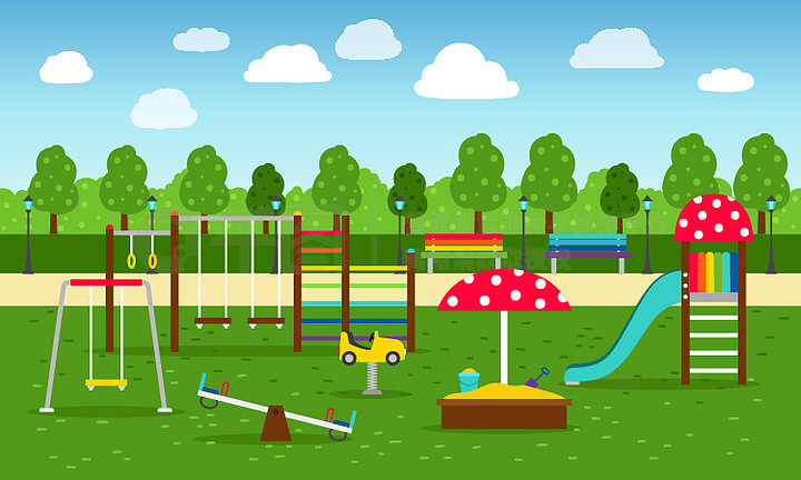 为儿童户外活动提供游戏和运动幼儿园操场背景