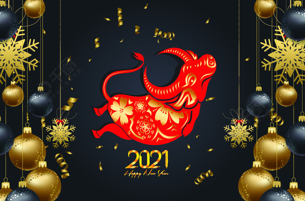 2021牛年卡通壁纸红色图片