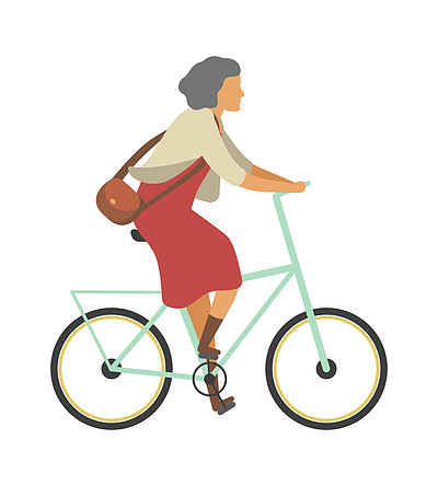 公园里骑自行车的老人穿着户外活动,简单的女性高级角色健康休400