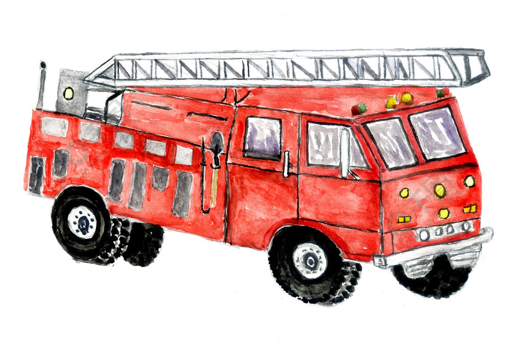 119消防车画画高级图片