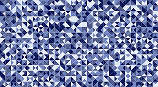 蓝色马赛克三角形瓷砖地板或墙纸的墙壁装饰。建筑设计图案材质纹理背景，3d 抽象插图