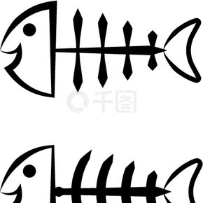 鱼骨图标设计矢量艺术插图