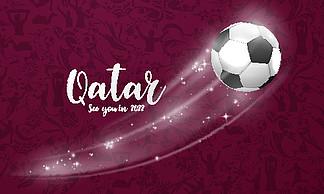 足球<i>世</i>界杯横幅背景，2022 年卡塔尔足球锦标赛