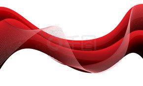 白色设计现代未来主义背景矢量图上的抽象红色波浪曲线。