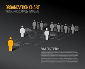 极简主义黑暗公司组织层次结构 3d 图表模板。极简主义层次结构 3d 图表