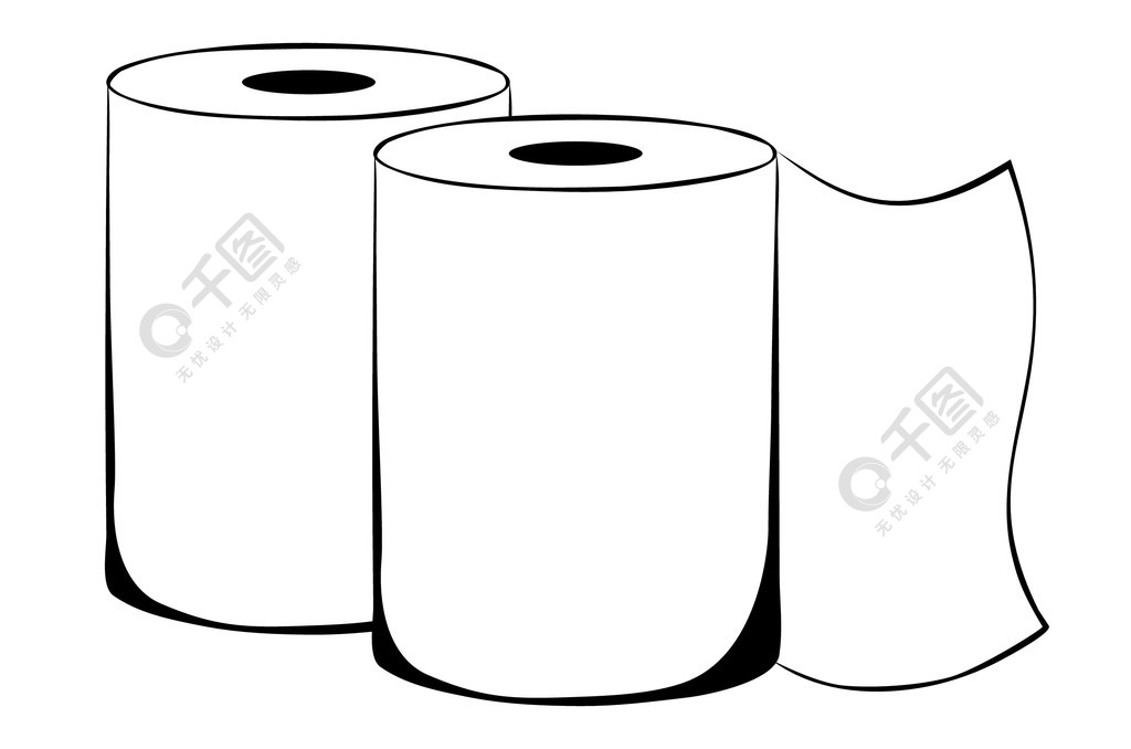 卫生纸卷在白色背景上的简单插图