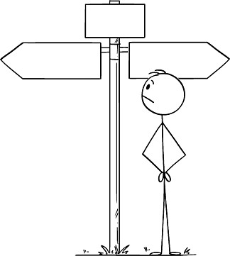 十字路口,看着空箭头标志指向左右的矢量 i