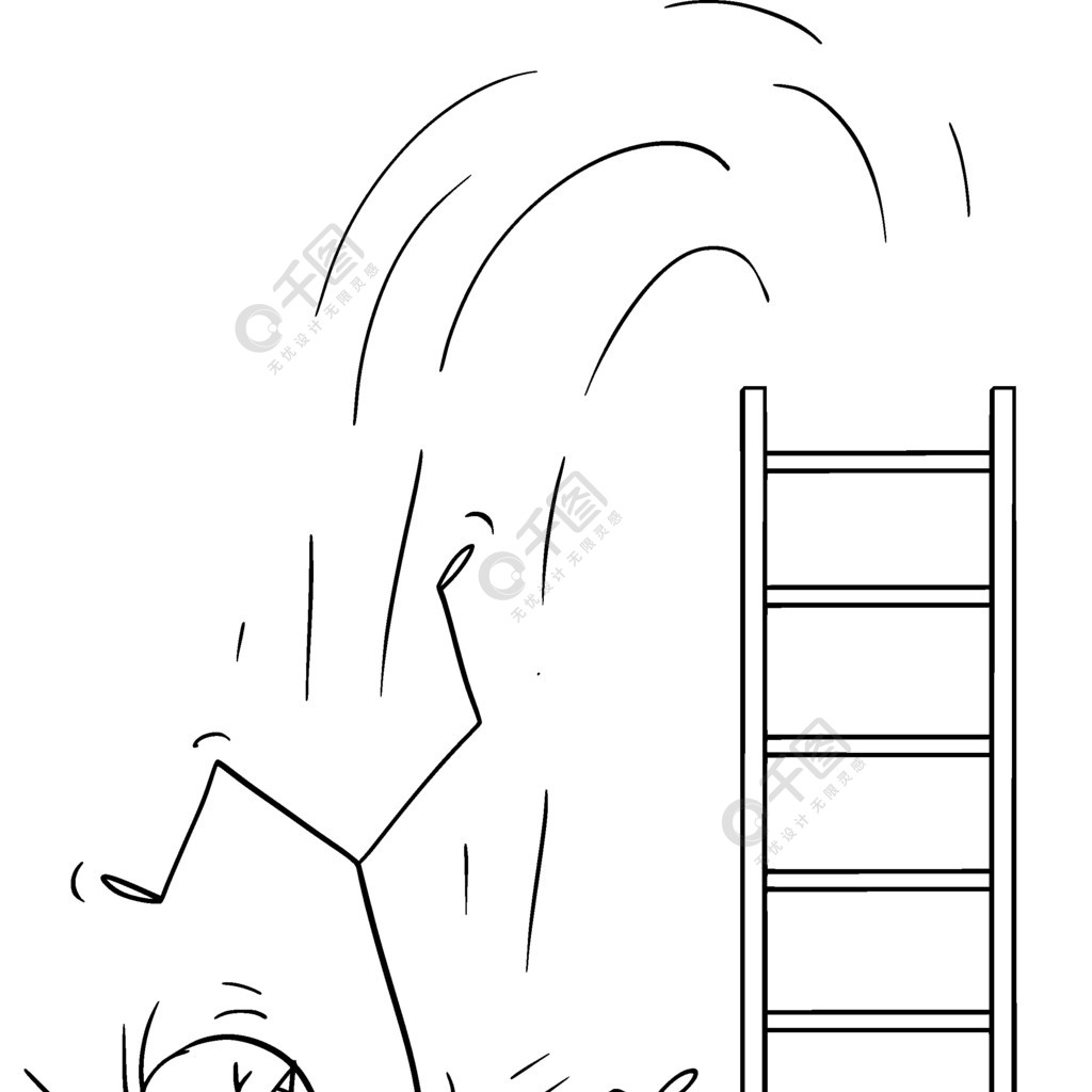 矢量卡通棒图绘制人或商人从梯子上摔下来的概念插图失败的商业或职业