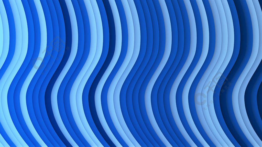 蓝色条纹波浪形错觉抽象图案纹理设计元素背景3d线图