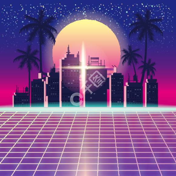 Synthwave δɾСSynthwave δ̫Ǻͷļ޺沨ƺԪؿƻ 80  90 ռ䡣ʸͼģ뱳