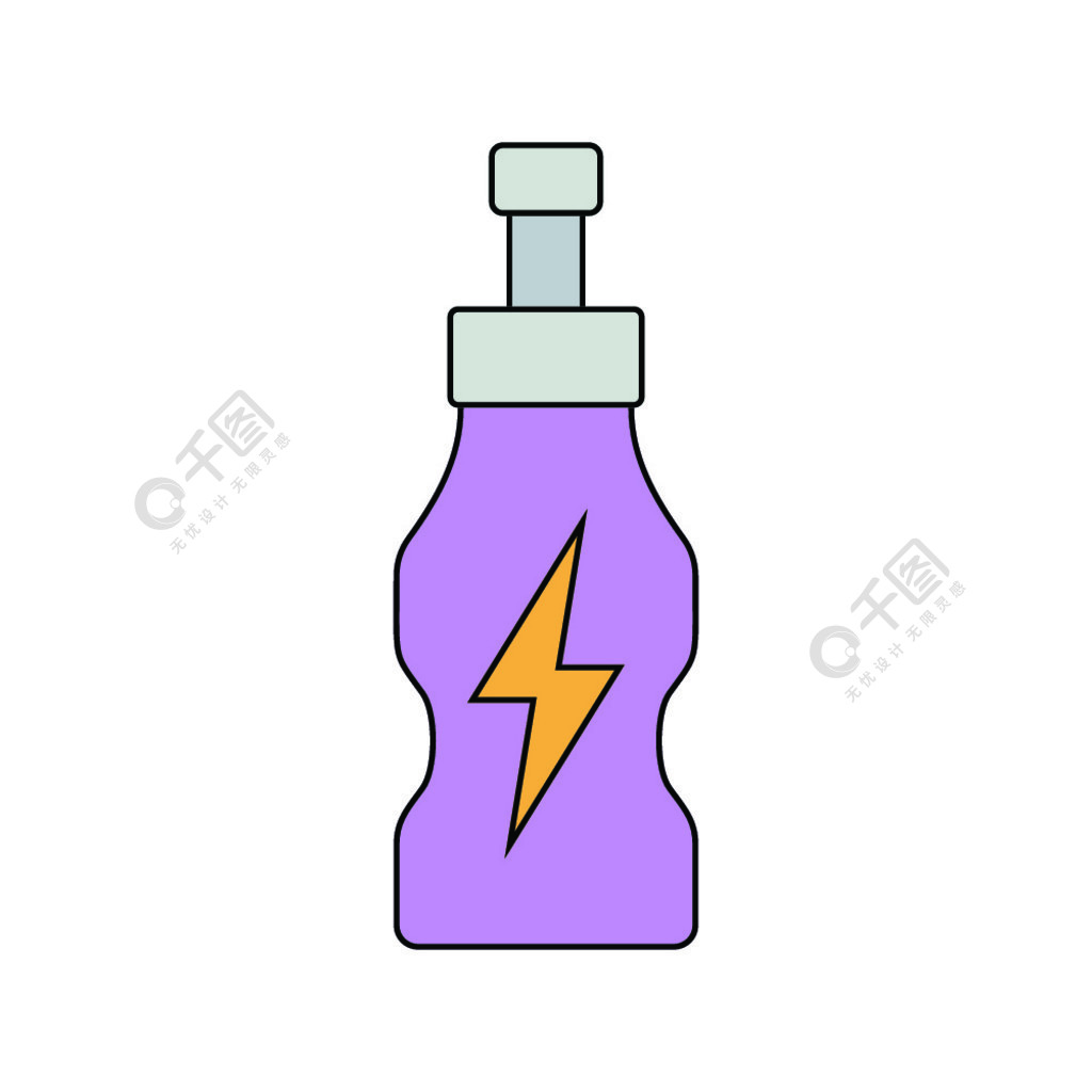 能量饮料瓶的平面设计图标ui颜色矢量图