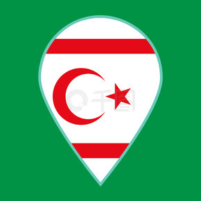 北塞浦路斯土耳其共和国国旗图标旅行矢量