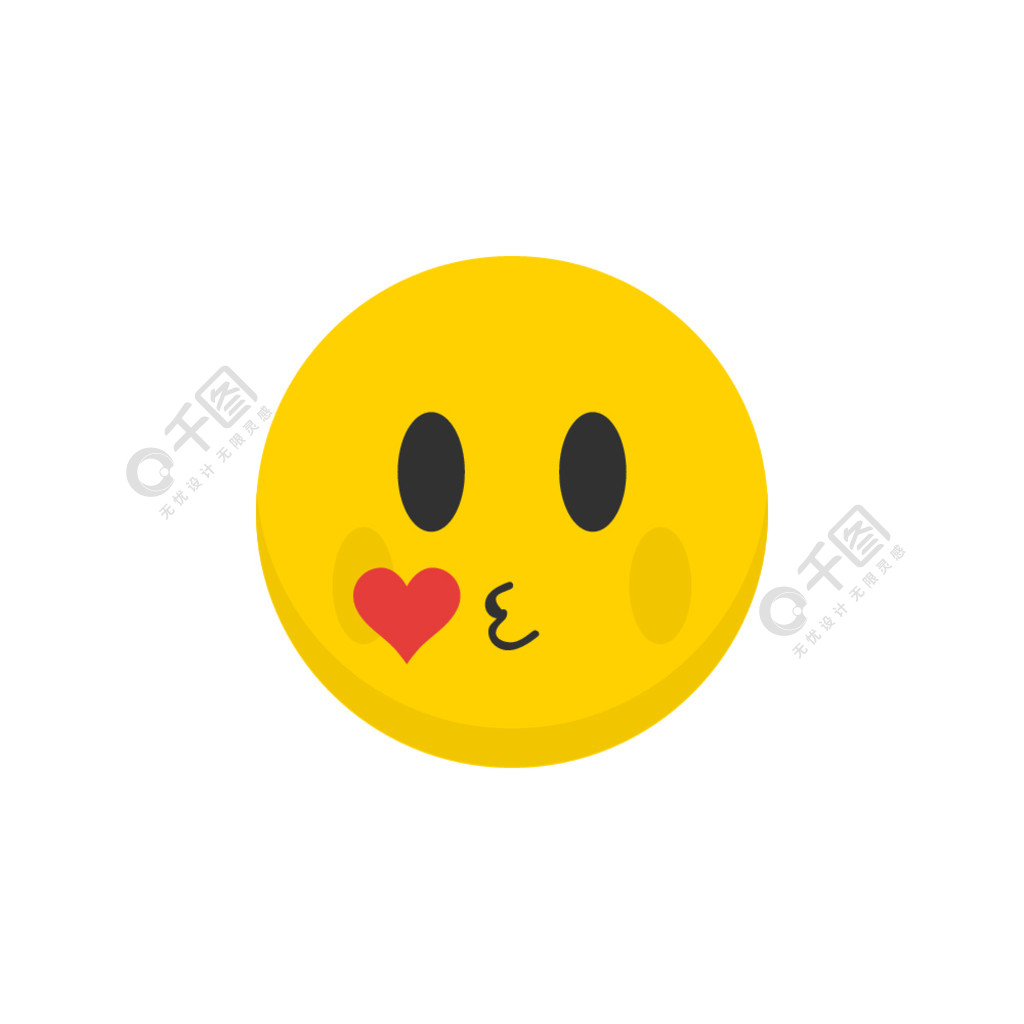 表情符号emoji图标用平面风格的爱快乐脸符号亲吻矢量隔离插图