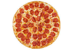 整个烤披萨孤立在白色背景上。整个烤披萨孤立在白色背景上。顶视图