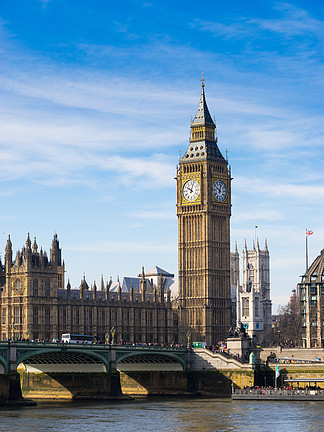 英国伦敦的大本钟和威斯敏斯特教<i>堂</i>