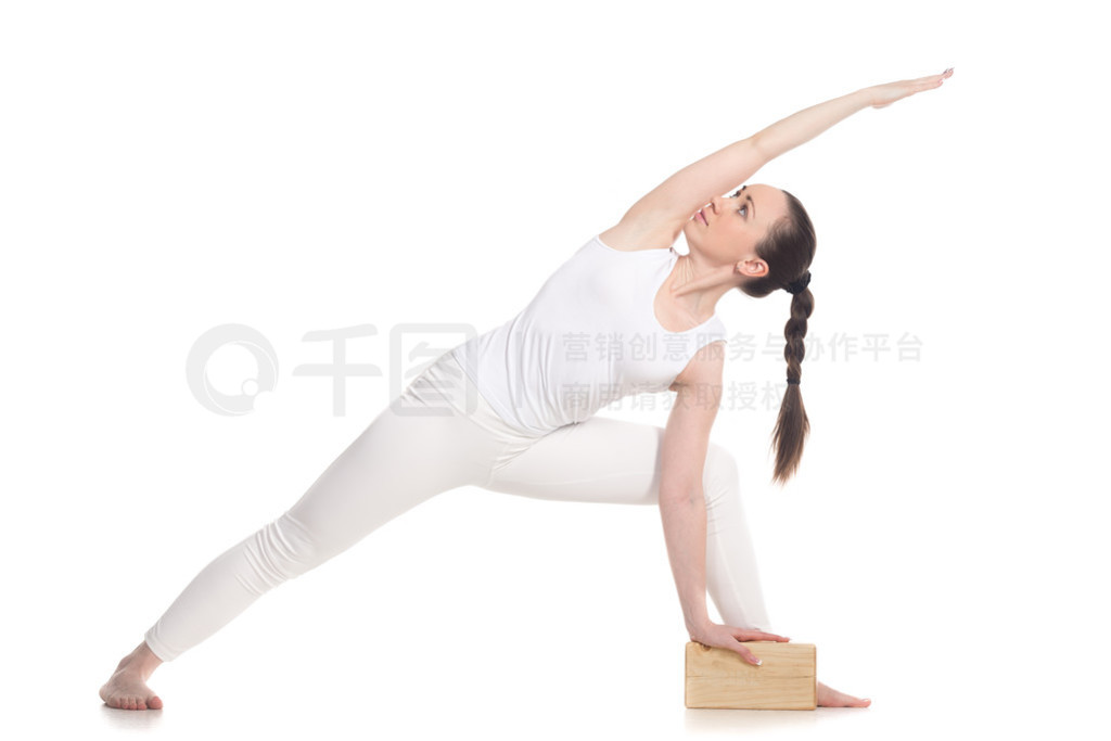 Extended Side Angle Pose Yoga with block