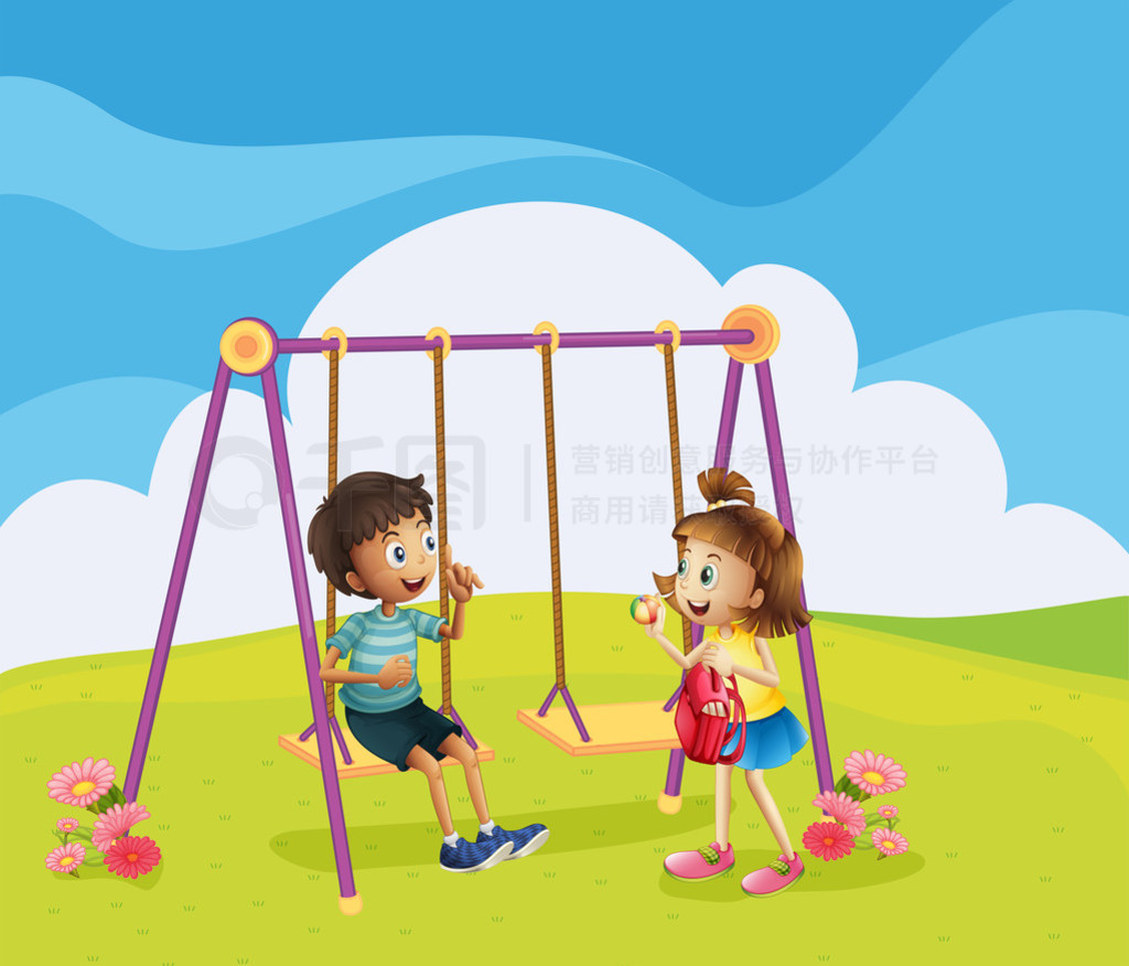 A boy and a girl at the playground