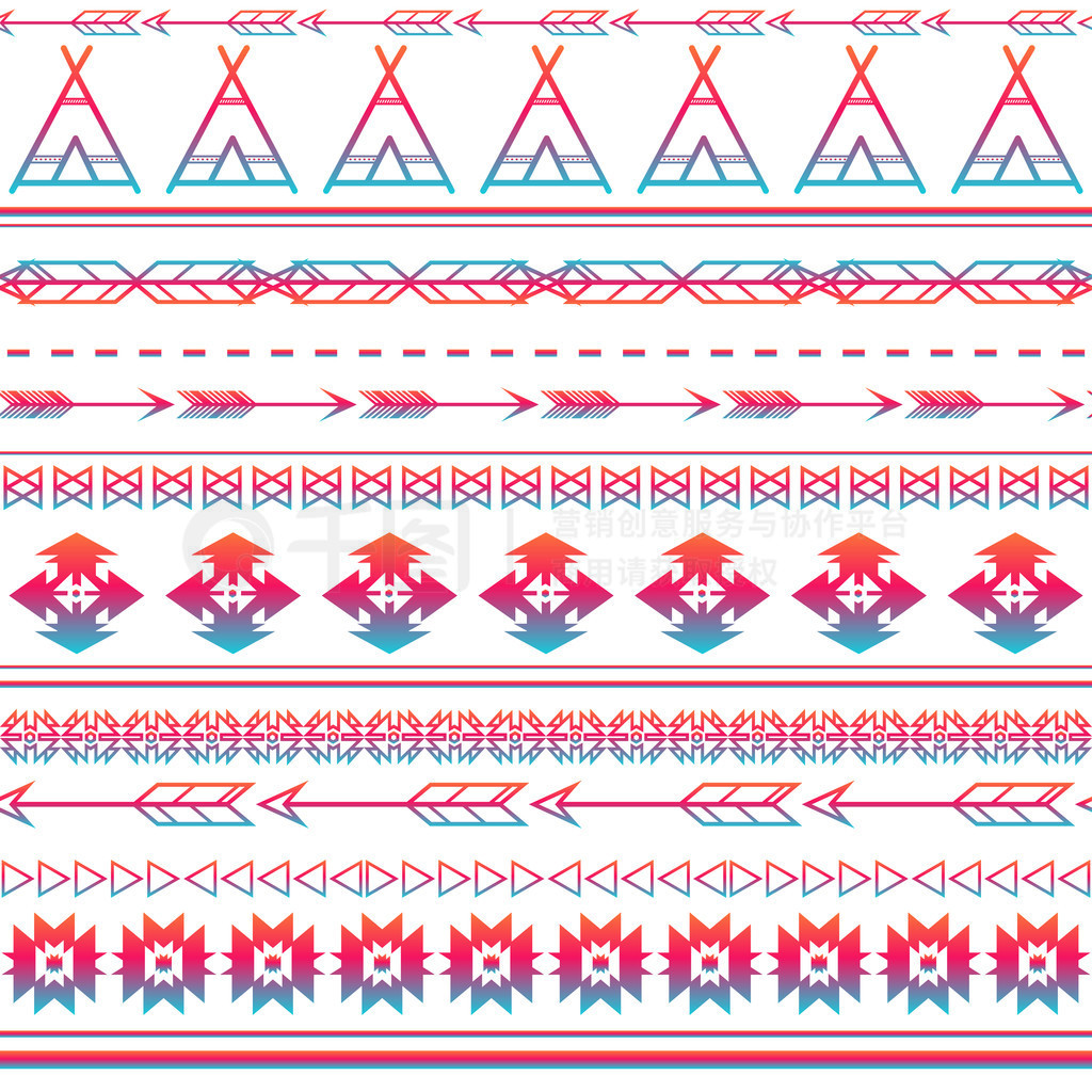 Aztec tribal seamless multicolor pattern background. Tribal design can be applied for invitations, f