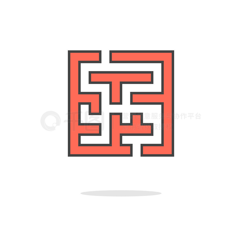 simple red maze icon with shadow