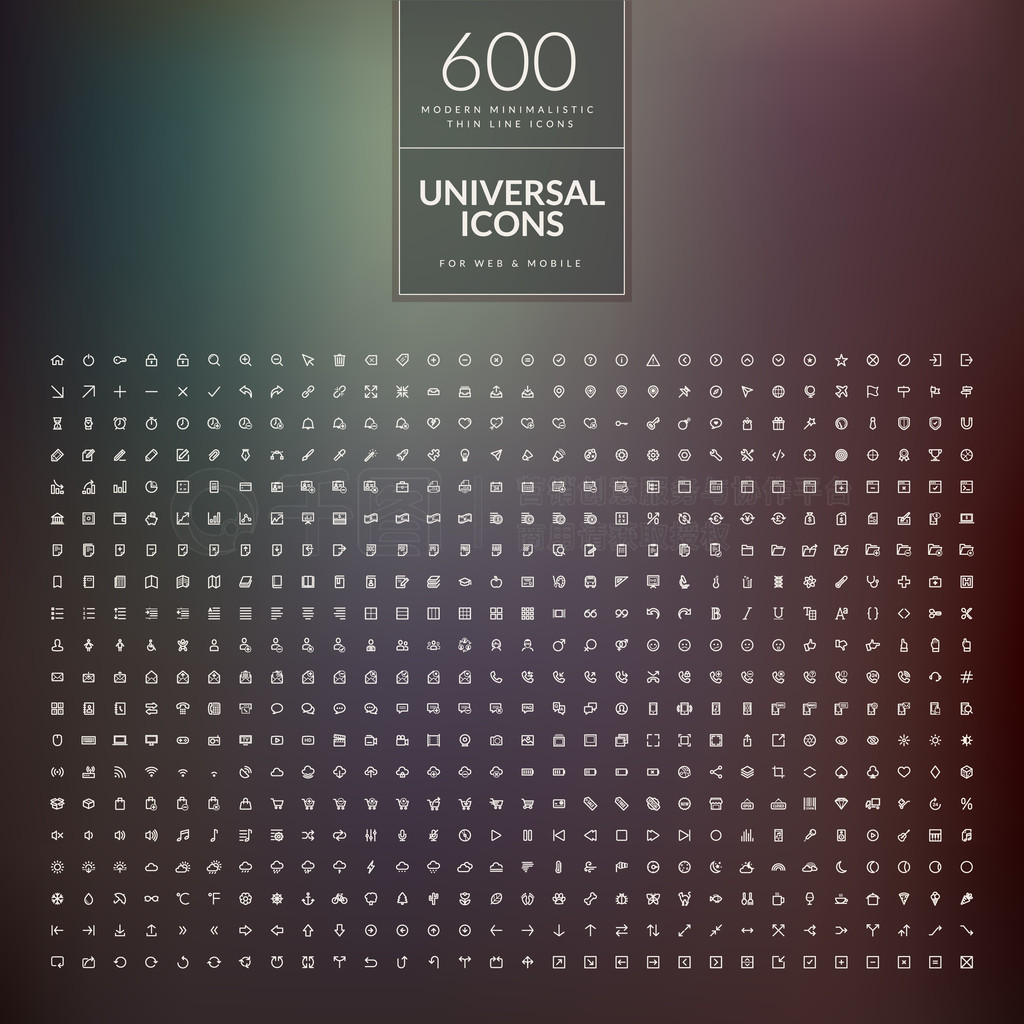 universal modern icons for mobile