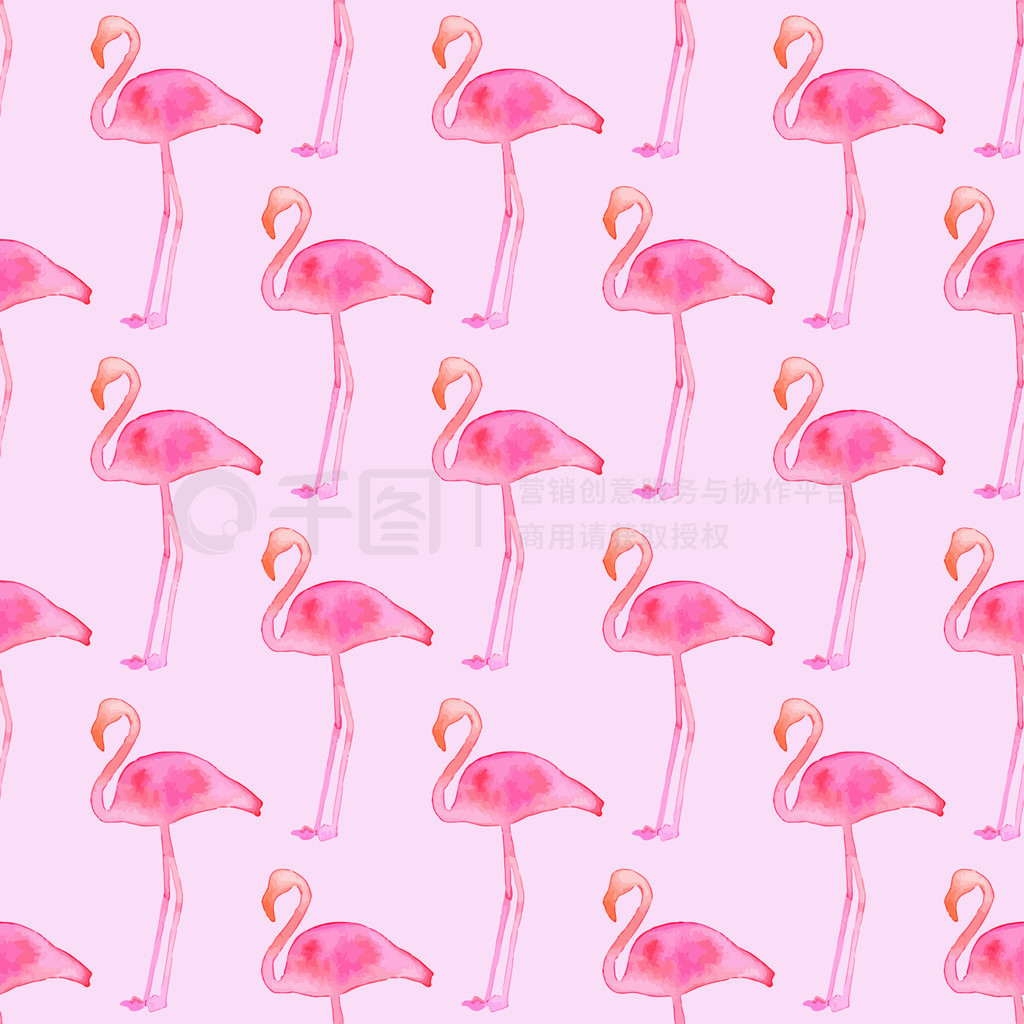 Seamless pattern with flamingos. Hand-drawn background. Vector illustration.