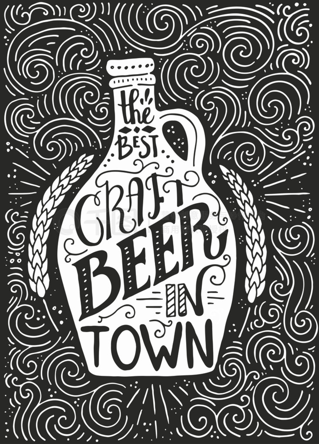 beer bottle and brewery lettering